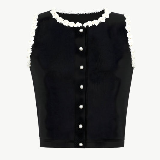 Maillé Cropped Knit Vest & Skirt Set