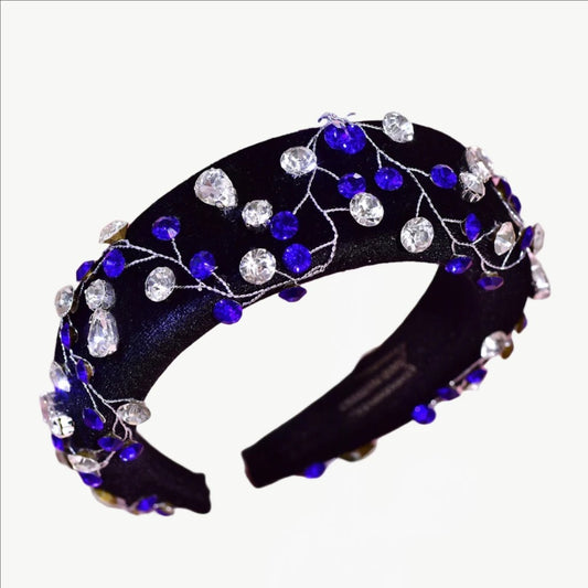 Midnight Gemstone Embroidered Headband