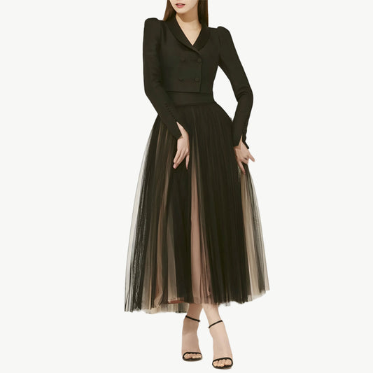 YUREINE Elegant Black Two-Piece Set